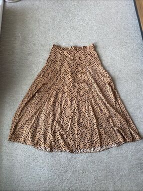 Banana Republic Tan and Black Leopard-Print A-Line Skirt